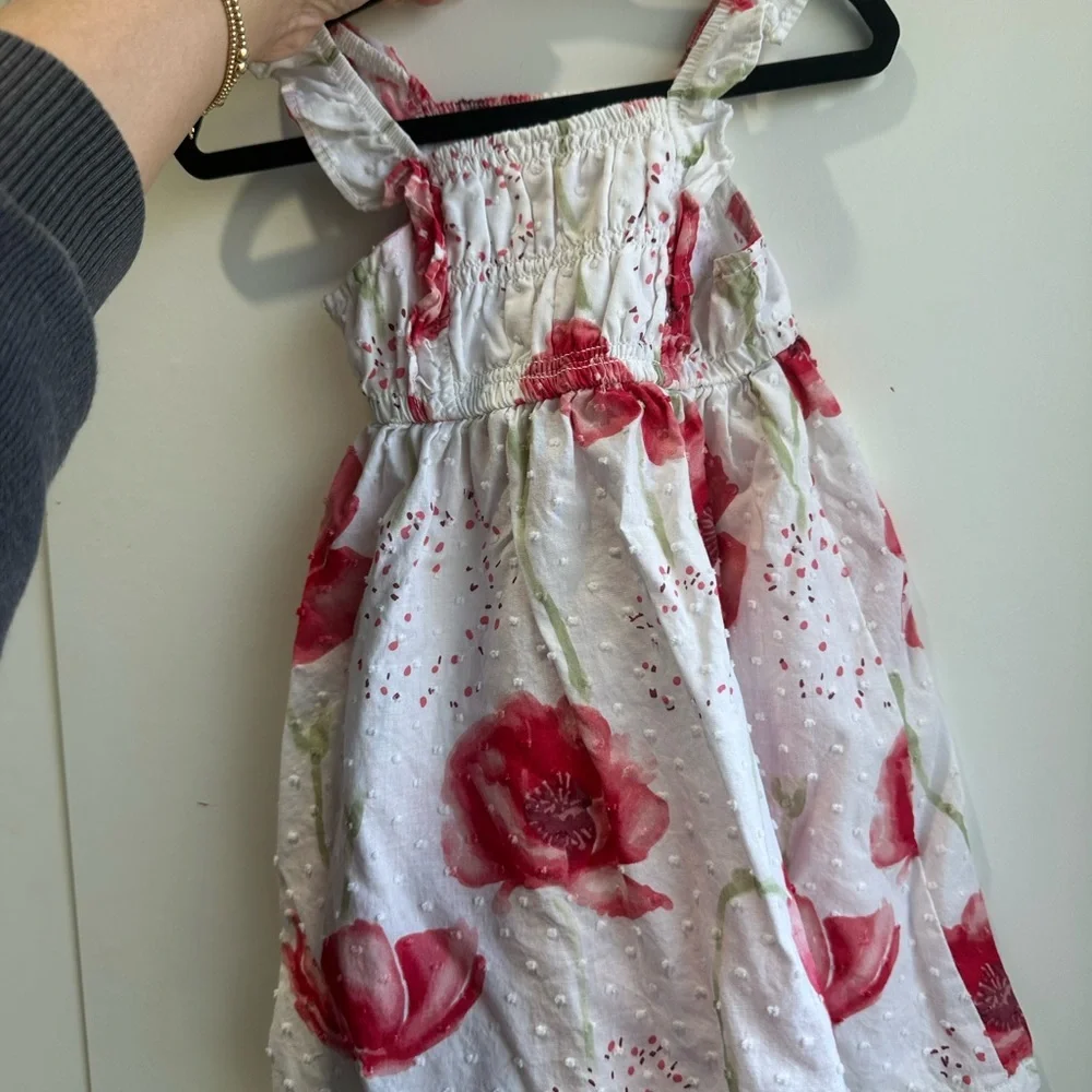 Penelope Mack White Dress with Pink-Red Floral Print